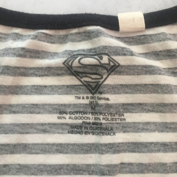 🍉 Retro Superman Logo Striped Tank Top M - Picture 3 of 5